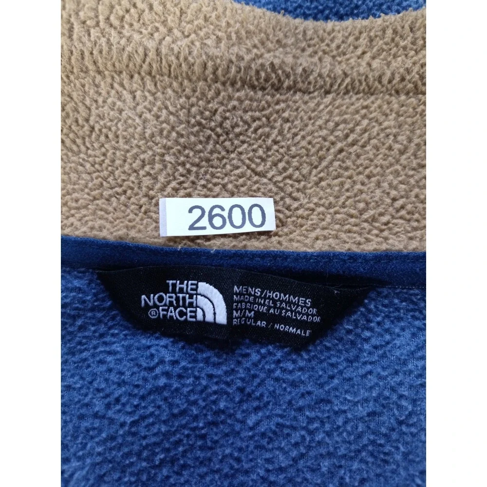 The North Face Fleece Pullover Mens Medium Blue Tan 1/4 Zip Outdoor Jacket